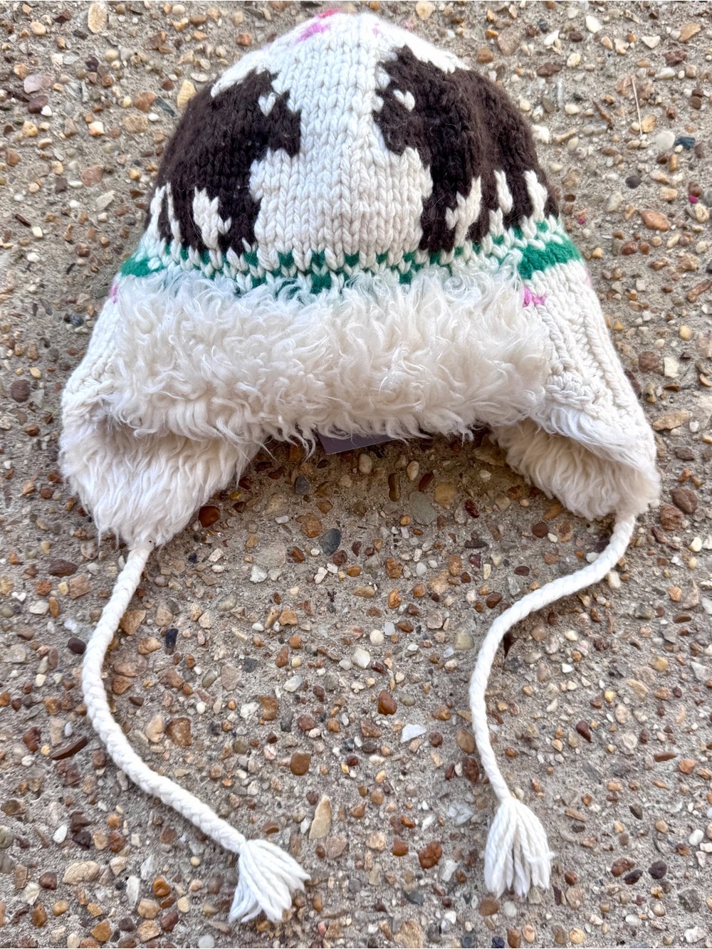 Vtg AEO Wool Blend Evergreen Tree Moose Faux Fur Winter Hat